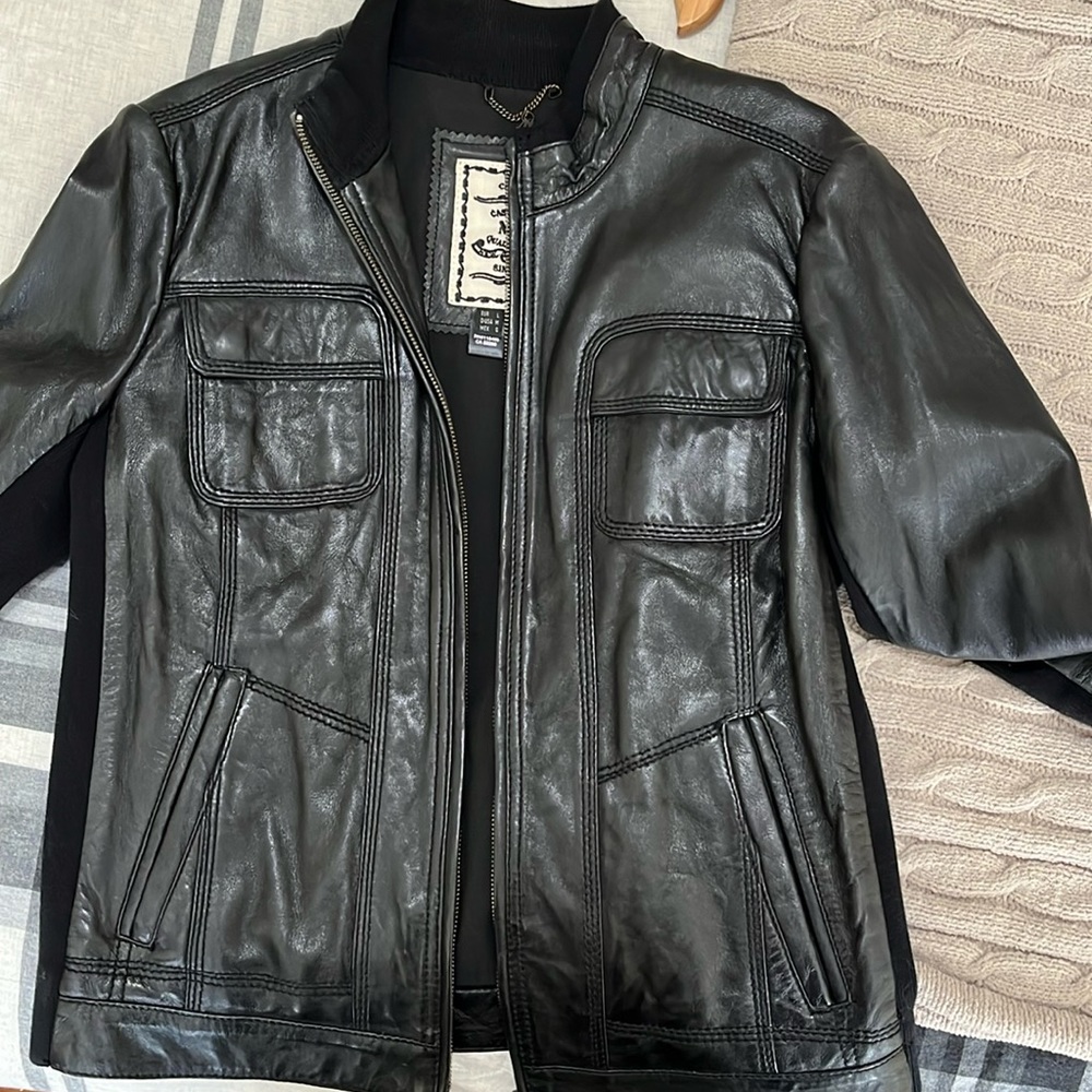 Black Leather Jacket - size L